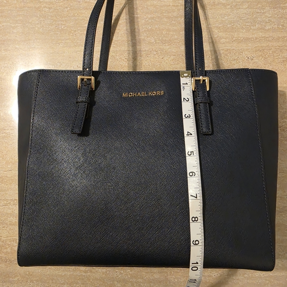 Michael Kors Shoulder Bag Jet Set Travel Leather Top Zip Tote Navy NEW WITH TAG! - Picture 5 of 10